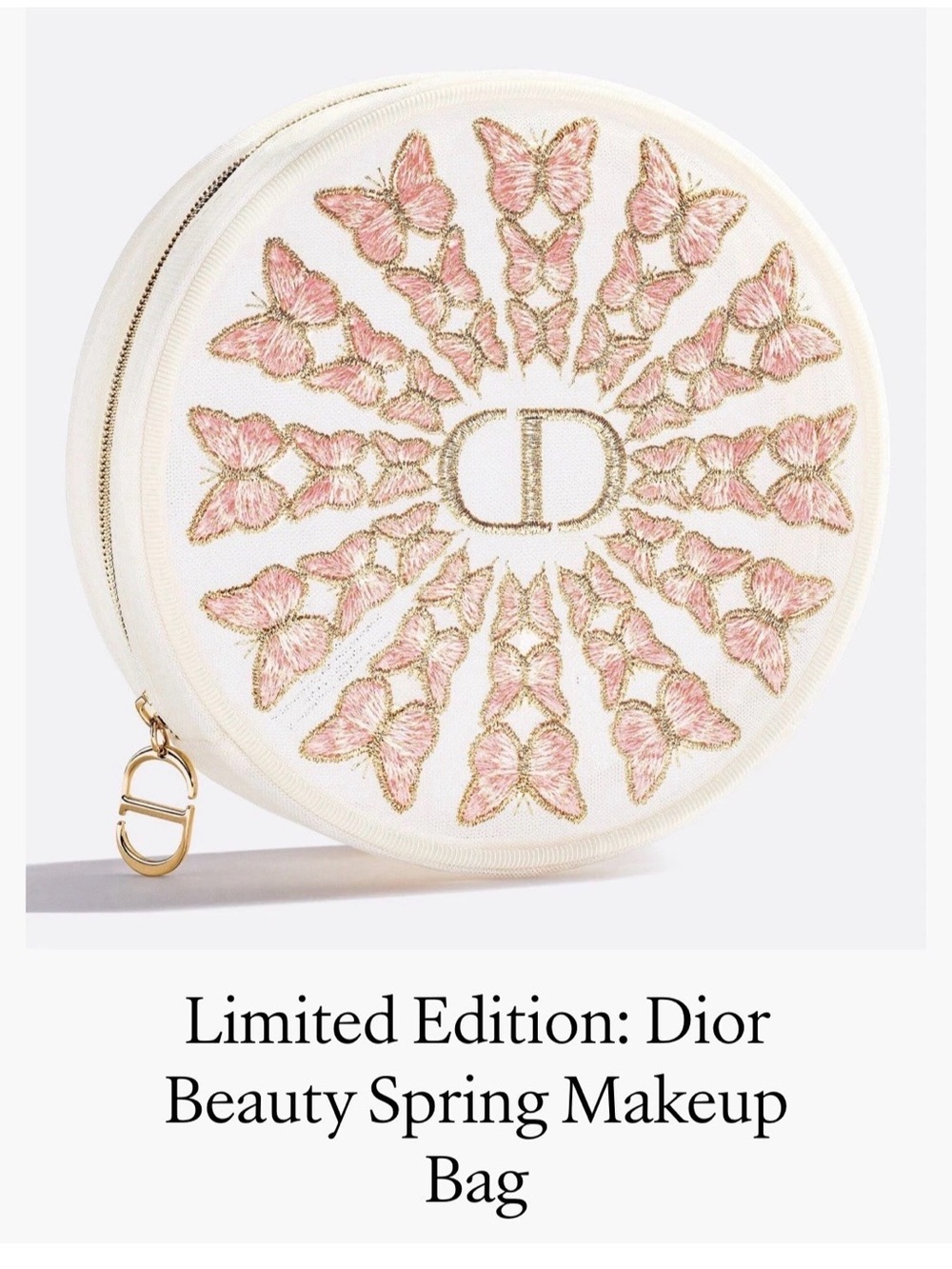 Dior Limited Edition Cosmetic Case with Pink & Gold Butterfly Embroidery 🌸🤩